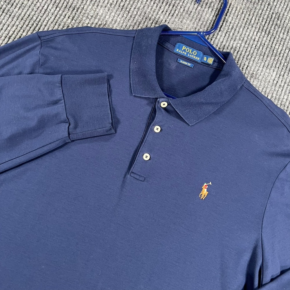 Polo Ralph Lauren Shirt Mens XL Extra Large Blue Long Sleeve Casual Golf Classic